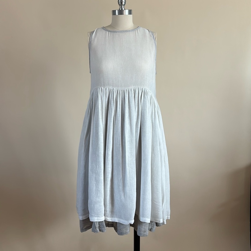 Le Vesitiaire de Jeanne White and Gray Layered Sleeveless Dress Girls Sz 12 Yr